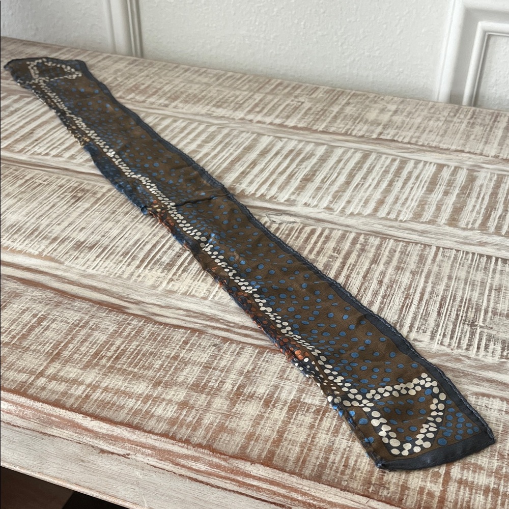 Stylish Brown and Blue silk purse scarf